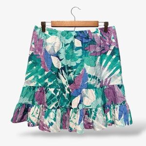 Escape by Habitat Clothing Skirt Purple Blue Tropical Print Size M Casual Beach